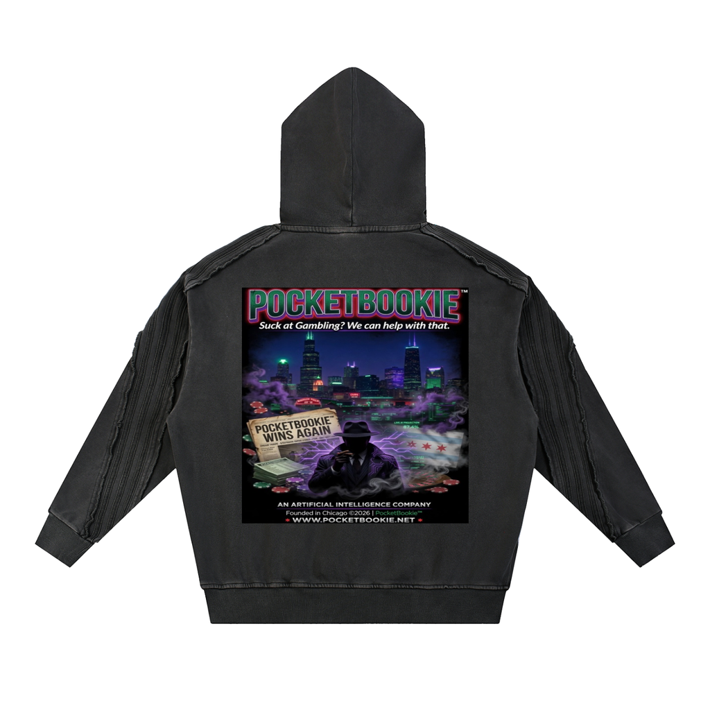 Snow Washed Tape Raw Edge Hoodie